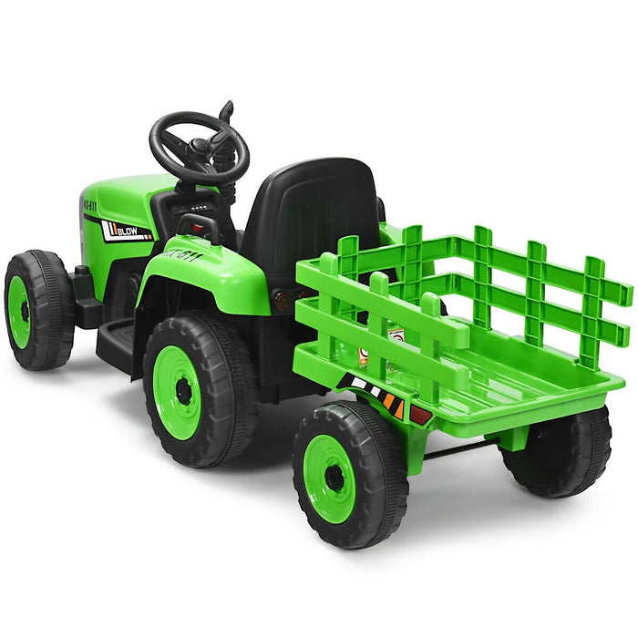12V Kids Ride On Tractor with Trailer Ground Loader