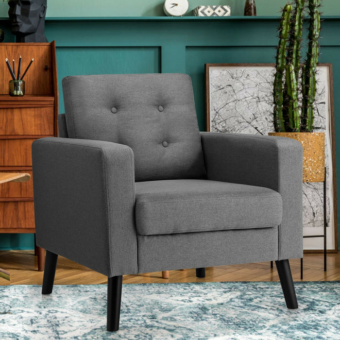 Modern Tufted Accent Chair w/ Rubber Wood Legs