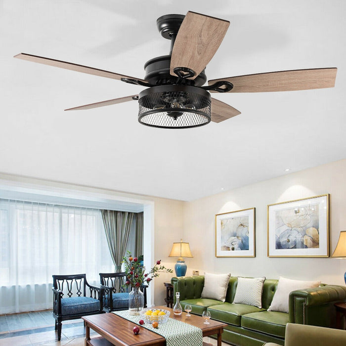 48-Inch Ceiling Fan with 5 Wooden Rustic