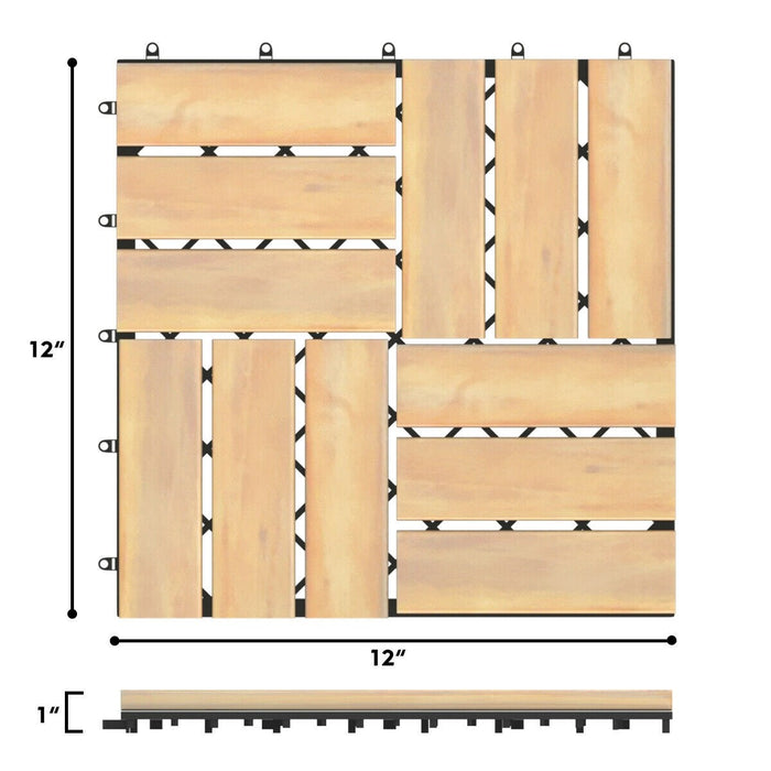 Acacia Wood Interlocking Check Deck Tiles