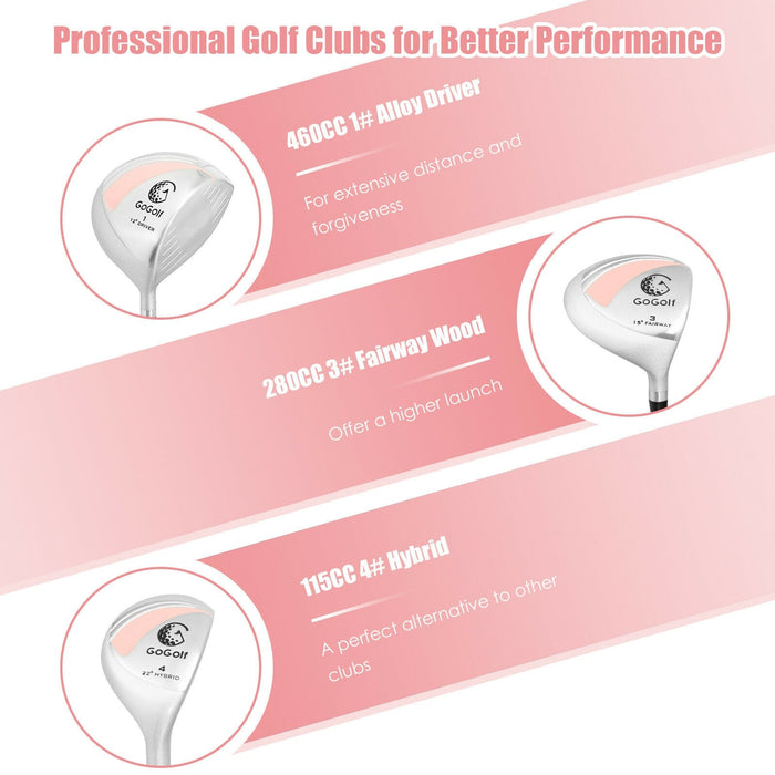 10 Pcs Womens Complete Golf Club Set with Alloy Driver