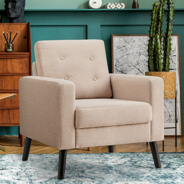 Modern Tufted Accent Chair w/ Rubber Wood Legs