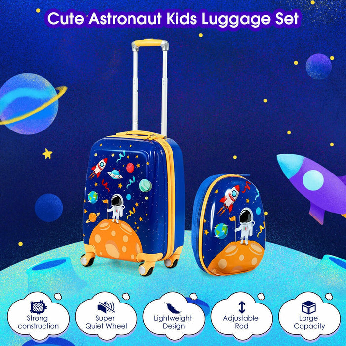 2 PC Kids Luggage Set Rolling Suitcase & Backpack