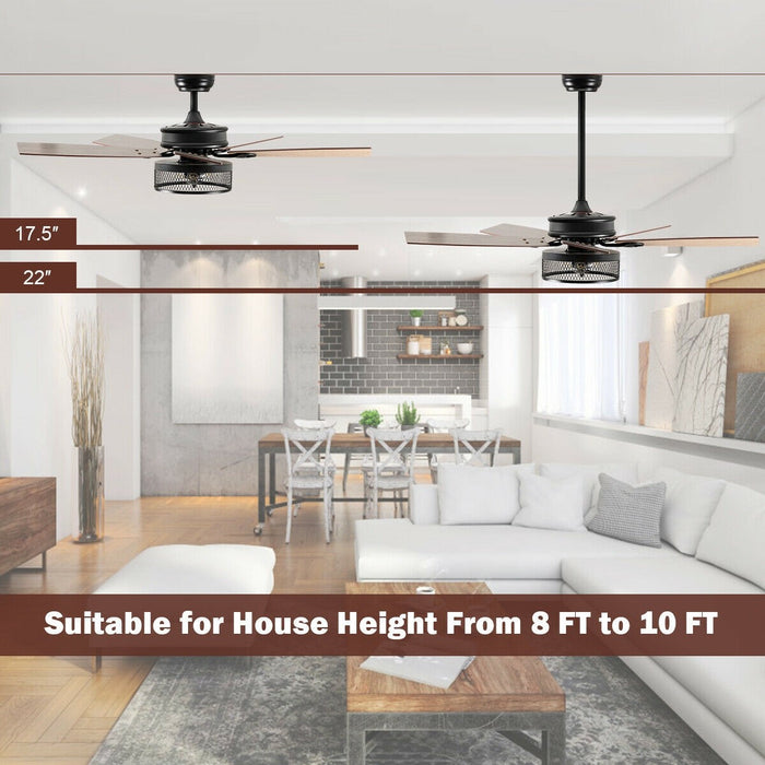 48-Inch Ceiling Fan with 5 Wooden Rustic