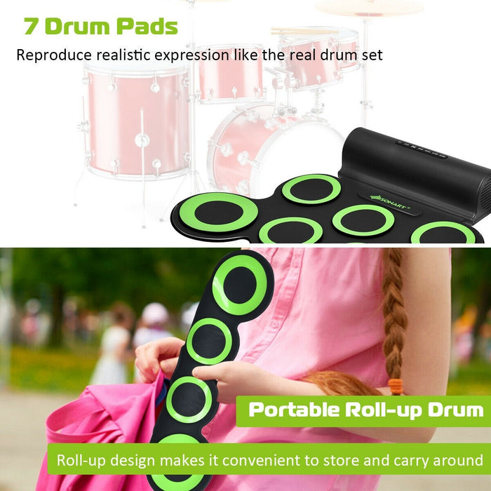 Set 7 Kit Electronic Roll Up Pads MIDI Drum