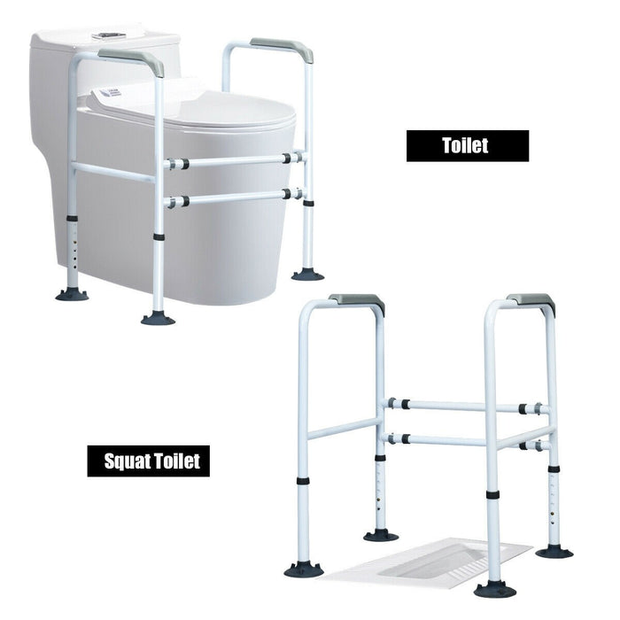 Stand Alone Toilet Safety Rail with Adjustable Handrail Frame
