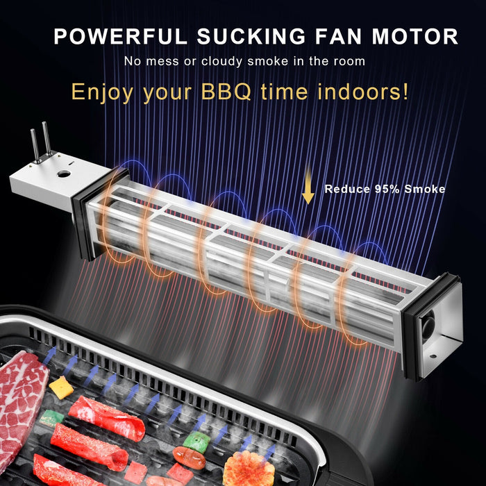 Smokeless Electric Portable BBQ Grill with Turbo Smoke Extractor