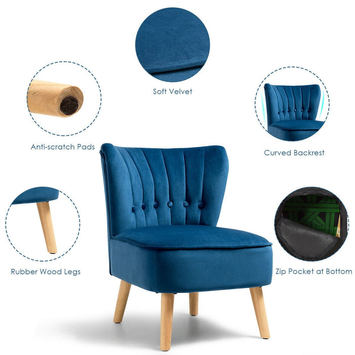 COSTWAY Luxury Home Velvet Soft Accent Chair