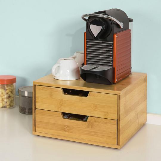 2 Drawers Coffee Machine Stand & Pod Capsule Teabags Organizers