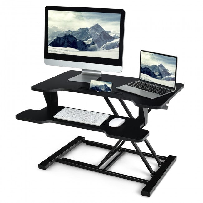 2-Tier Workstation Riser Sit to Height Adjustable Standing Desk