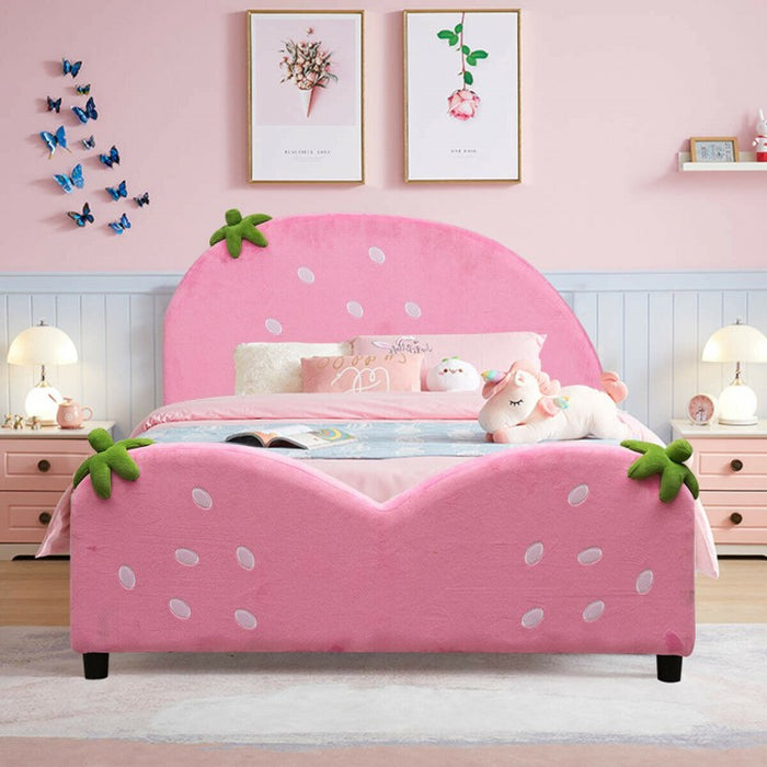 Children Upholstered Berry Pattern Toddler Bed