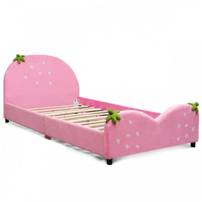 Children Upholstered Berry Pattern Toddler Bed