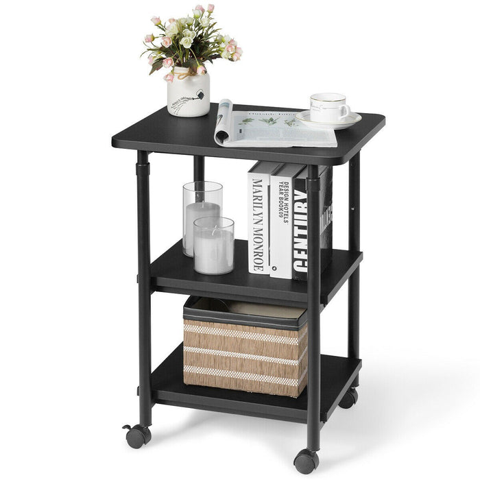 3-tier Adjustable Printer Stand with 360° Swivel Casters