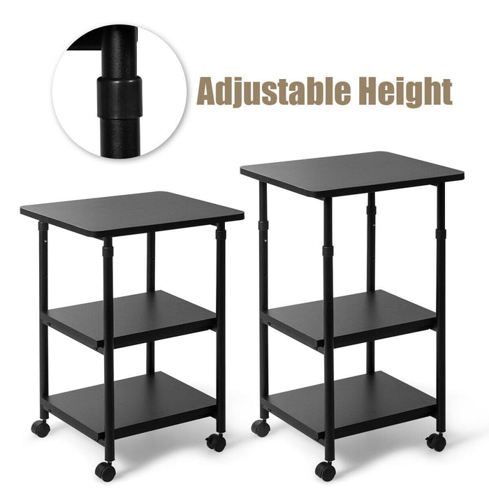 3-tier Adjustable Printer Stand with 360° Swivel Casters