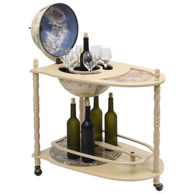 34'' 16th Century Italian Rack Liquor Bottle Shelf Lekki Wood Globe Wine Bar Stand
