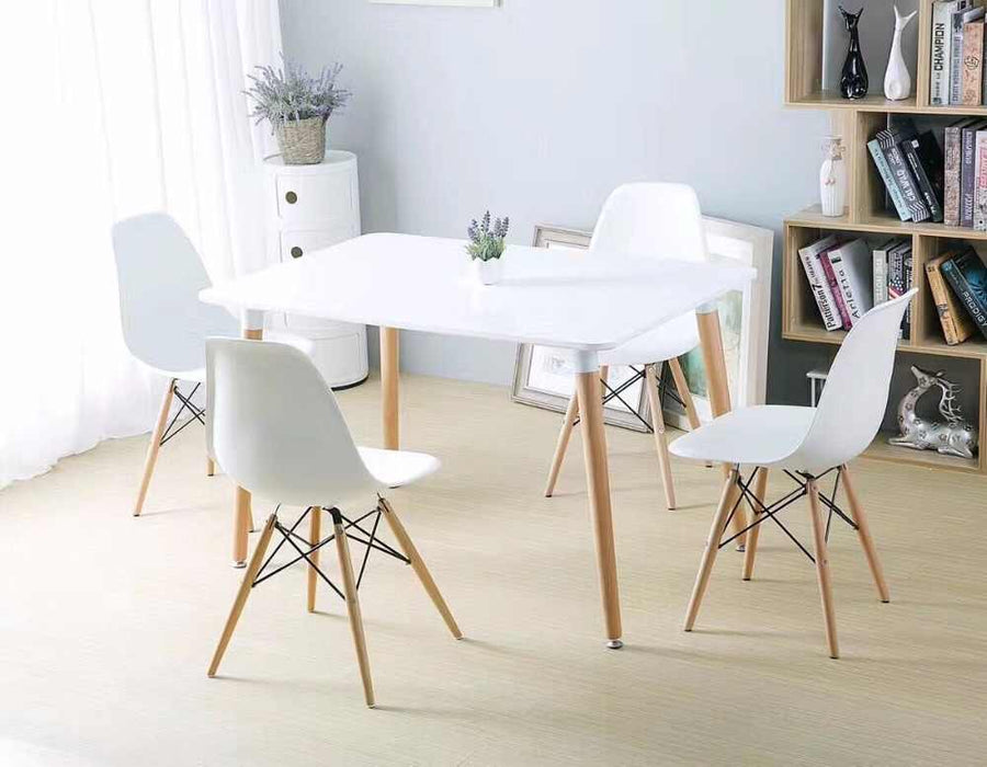 Rectangular Scandinavian Dining Table Modern Leisure Table Home Office Conference Pedestal Desk with Natural Wooden Legs 120*70*75CM