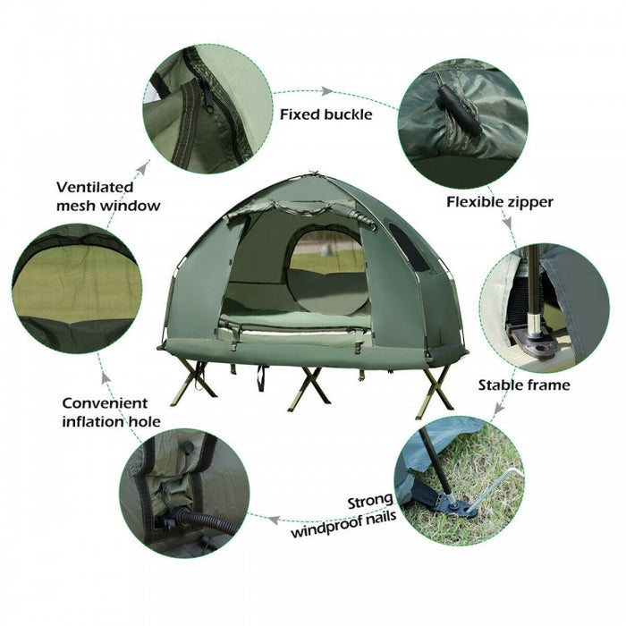 1-Person Compact Portable Pop-Up Tent Air Mattress and Sleeping Bag