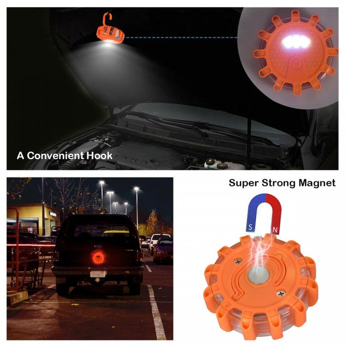 6 x LED Road Safety Warning Light with Magnetic Base