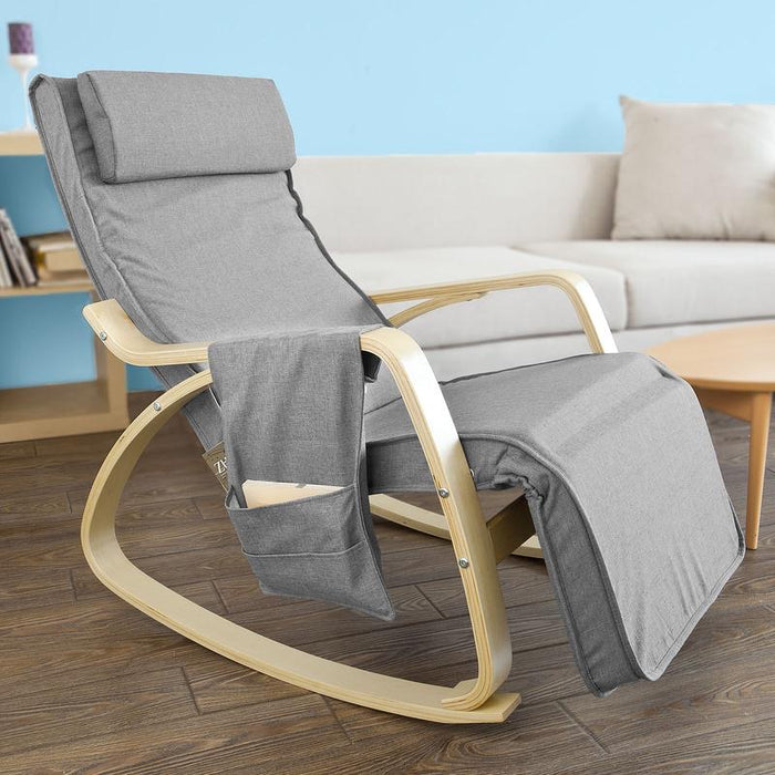 Relax Adjustable Lounge Rocking Chair with Pillow & Pocket