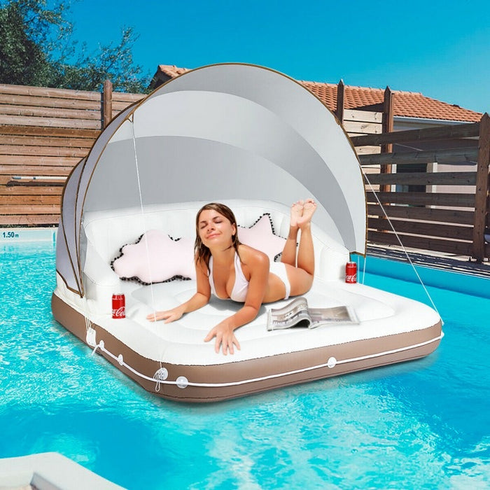 Inflatable Pool Lounger with Sun Canopy