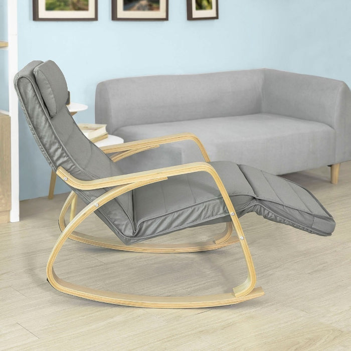 Relax Adjustable Lounge Rocking Chair with Pillow & Pocket