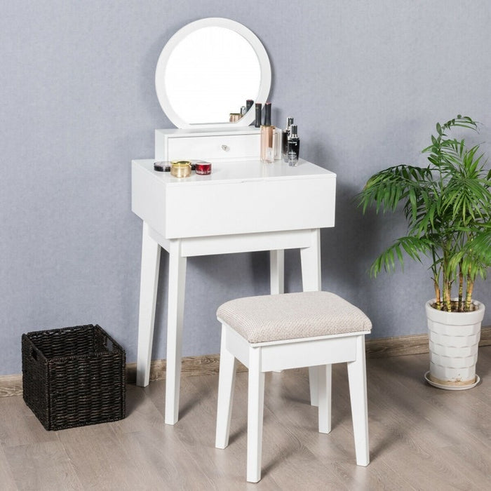 Makeup Dressing Wall Mounted Vanity Mirror with 2 Drawer