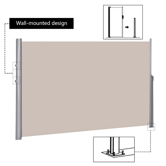 118.5" x 71" Patio Retractable Folding Side Awning Screen