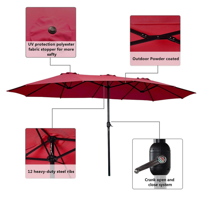 15 twin patio umbrella double sided outdoor market umbrella 15' Twin Patio Umbrella Double-Sided Outdoor Market Umbrella without B — Adunnis & CO ltd