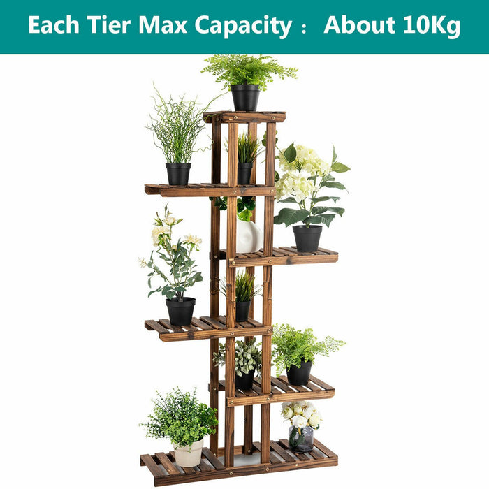 6 Tier Wood Plant Stand Flower Shelf Rack Holder