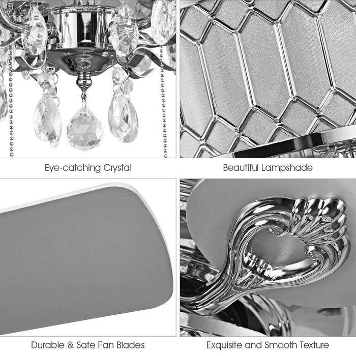 52" Crystal Ceiling Fan Lamp w/ 5 Reversible Blades