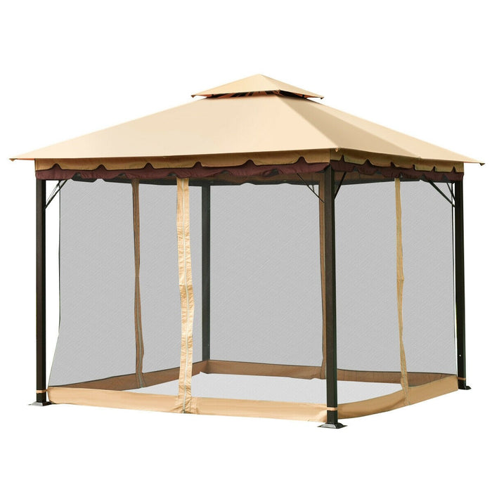 2-Tier 10' x 10' Patio Shelter Awning Steel Gazebo Canopy