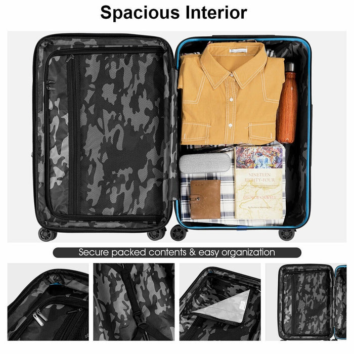 3 Pcs Spinner Expandable Suitcase with TSA Lock