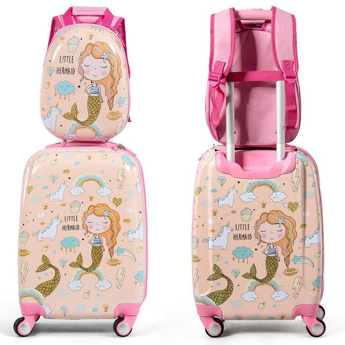 2 PC Kids Luggage Set Rolling Suitcase & Backpack