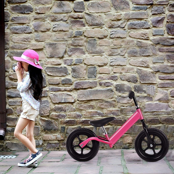 Black/Pink/Blue 12" Balance Kids No-Pedal Learning Bicycle